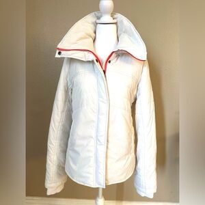 Roxy White Puffer Jacket Quilted with Detachable Hood